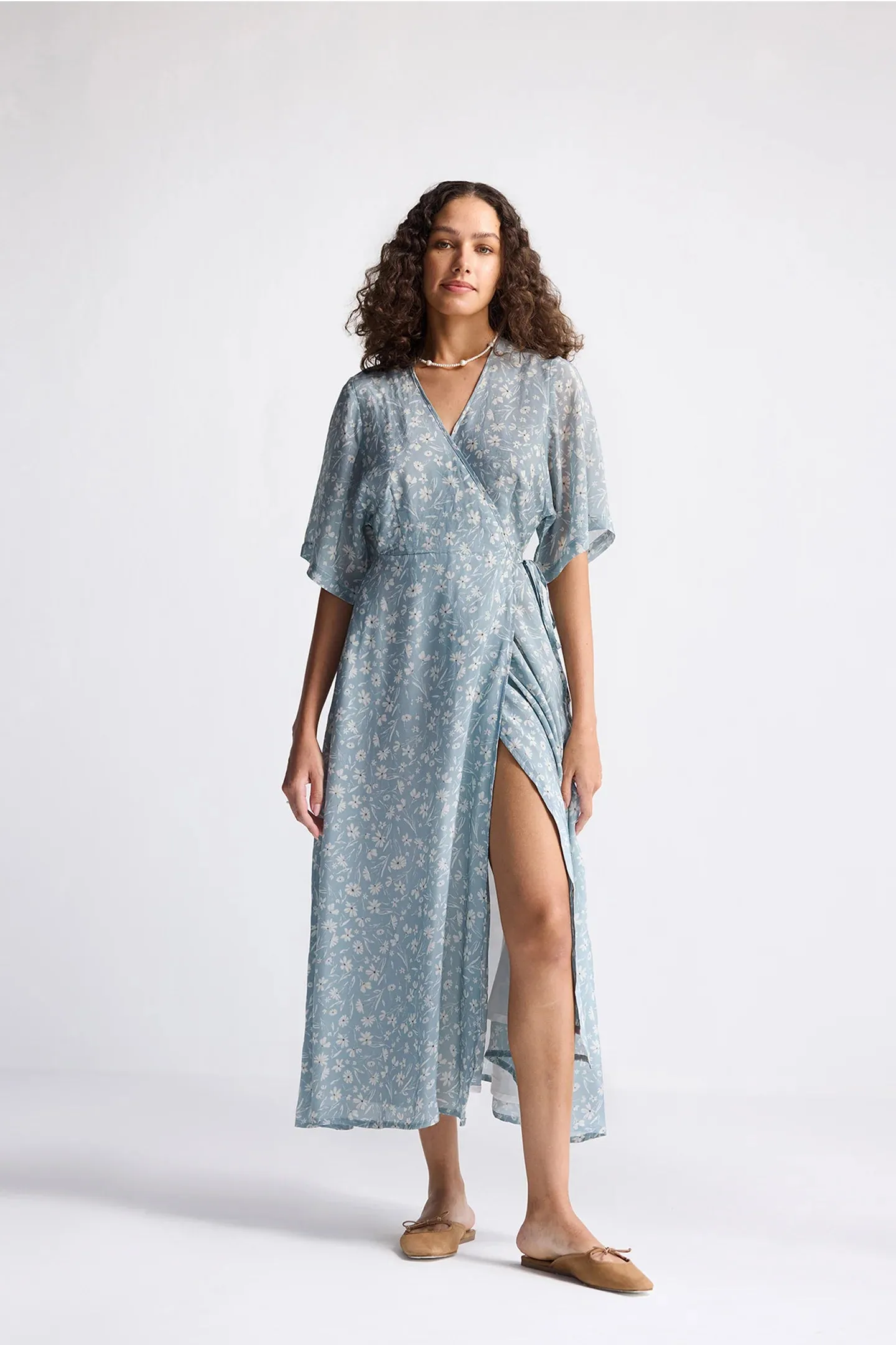 Reistor Maxi Wrap Dress in Light Blue Florals | NEW COLLECTION