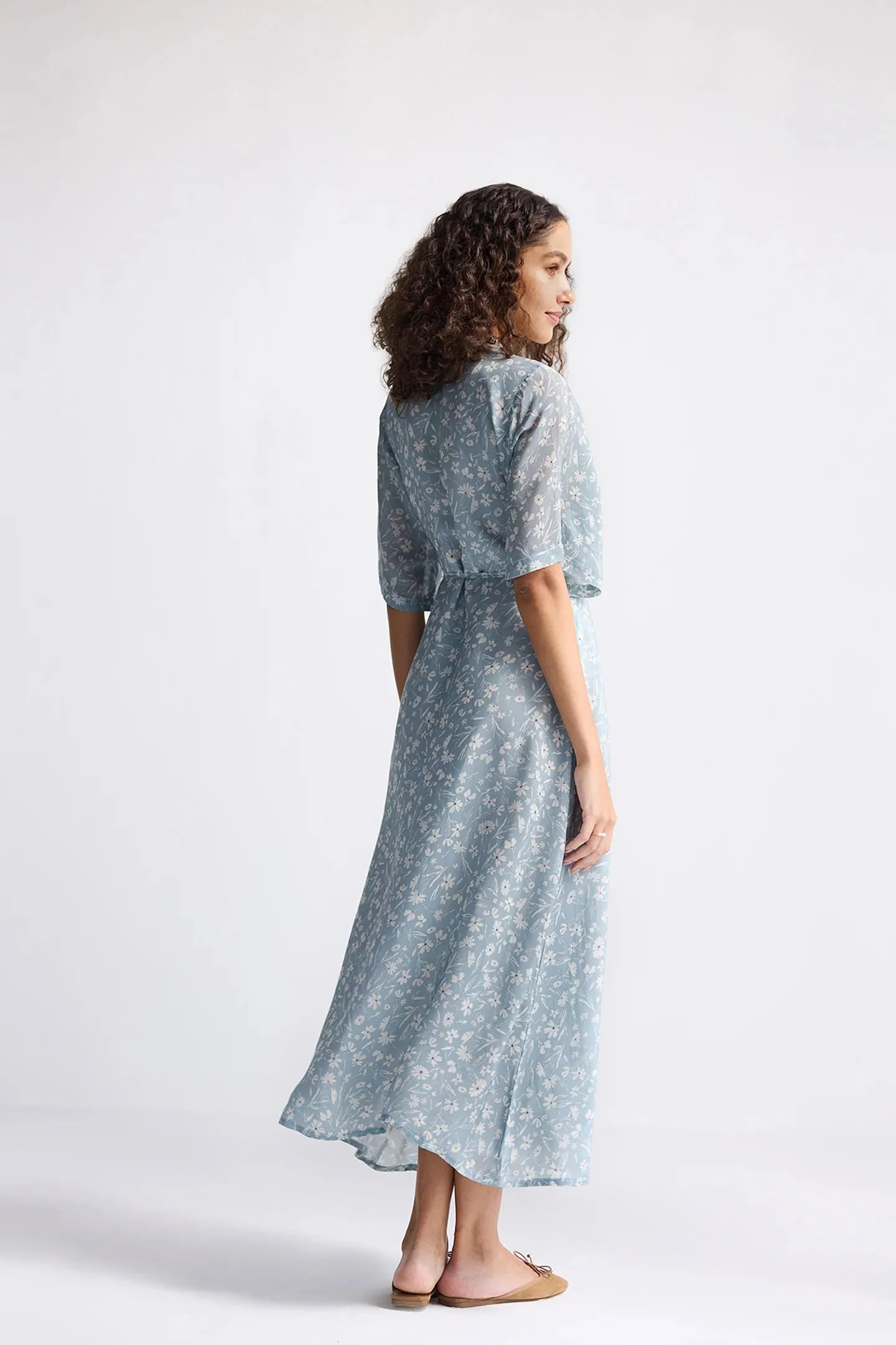 Reistor Maxi Wrap Dress in Light Blue Florals | NEW COLLECTION