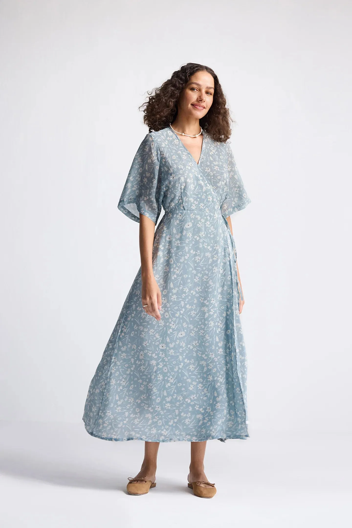 Reistor Maxi Wrap Dress in Light Blue Florals | NEW COLLECTION