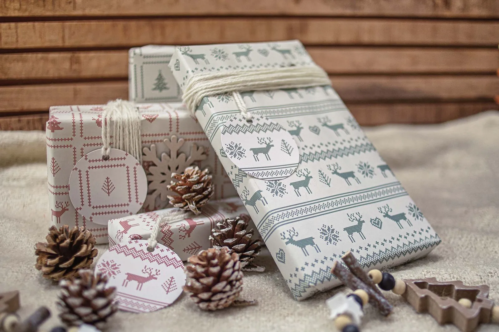 Retro Festive Knits Recyclable Wrapping Paper & Tags