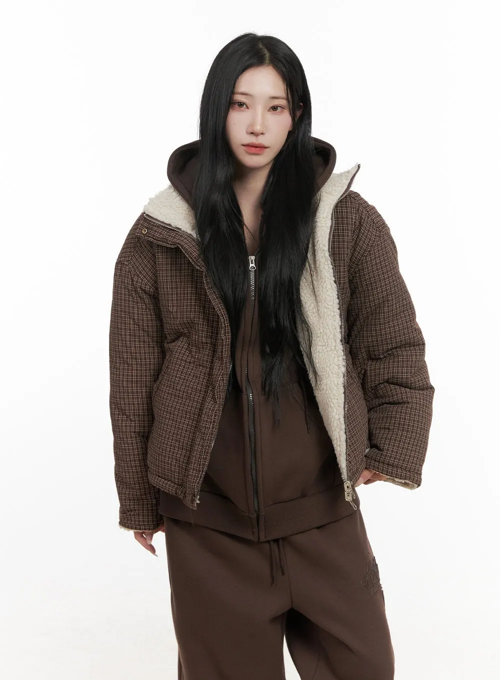 Reversible Checkered Puffer Jacket CD404