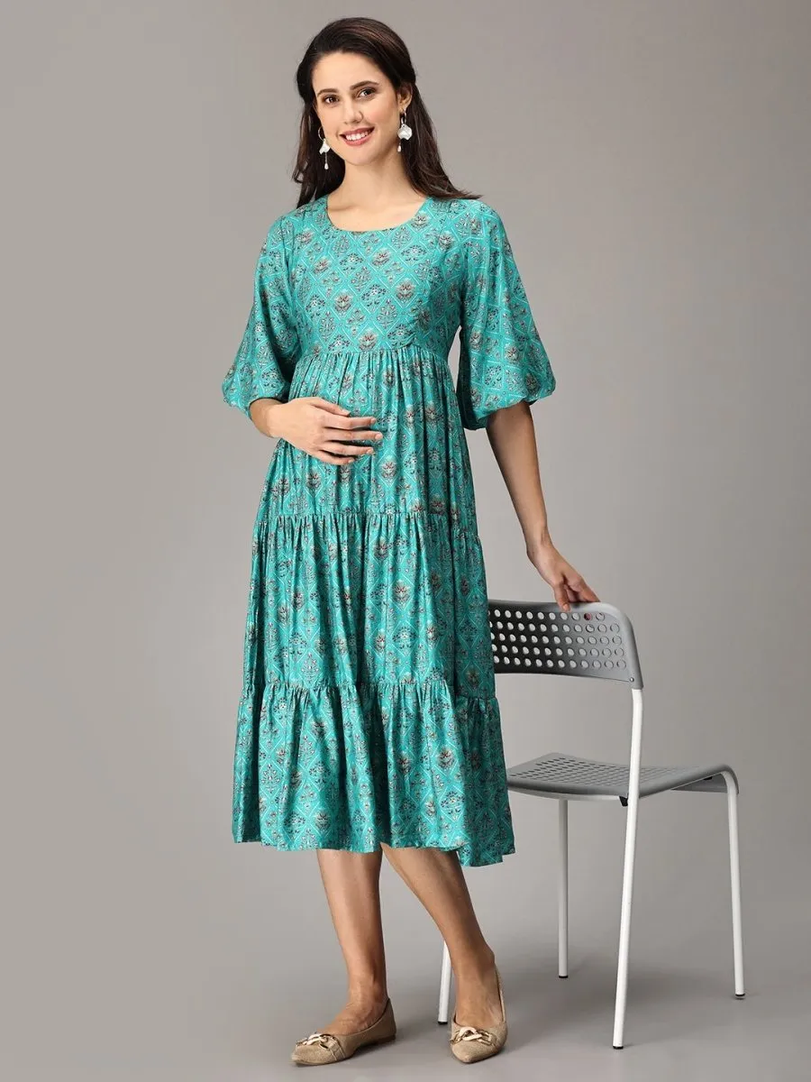 Sassy Sea Tiered Maternity and Nursing Dress