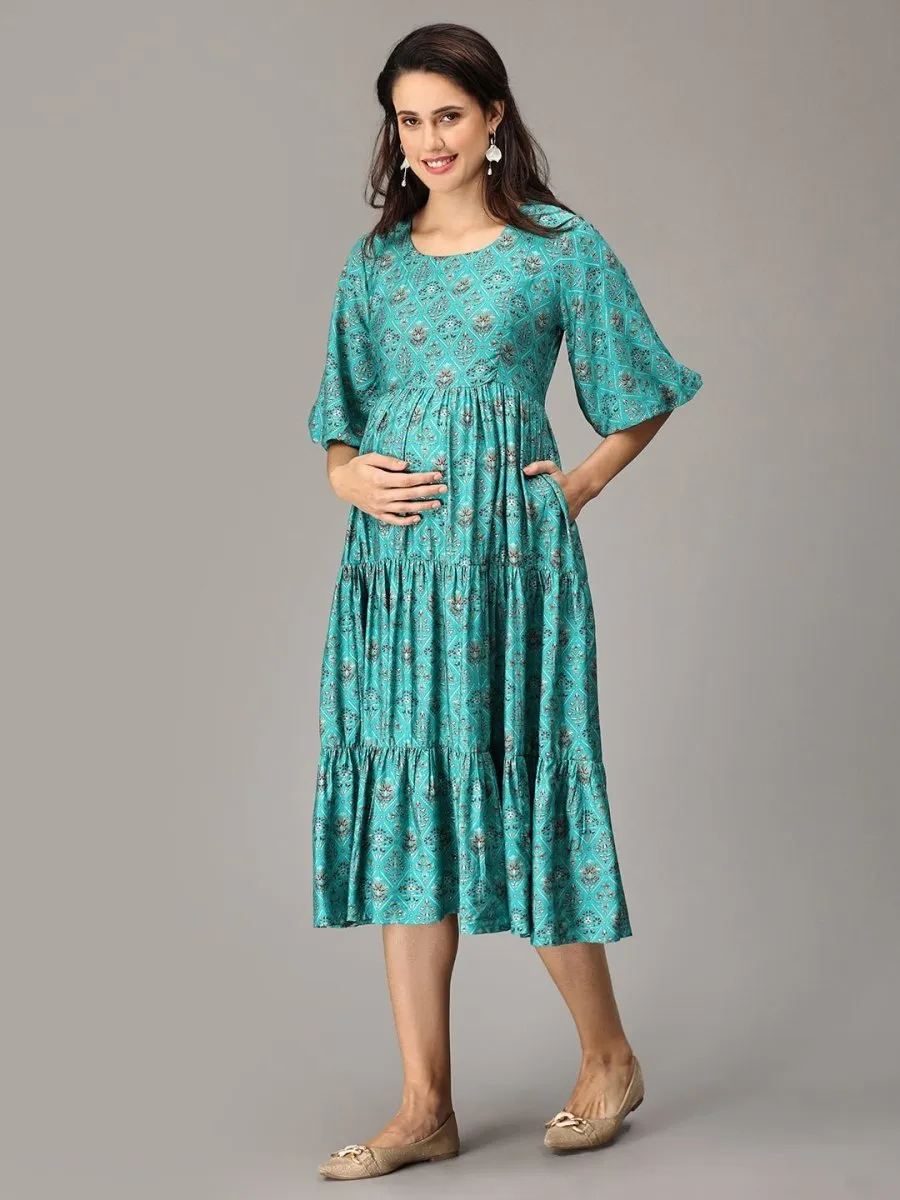 Sassy Sea Tiered Maternity and Nursing Dress