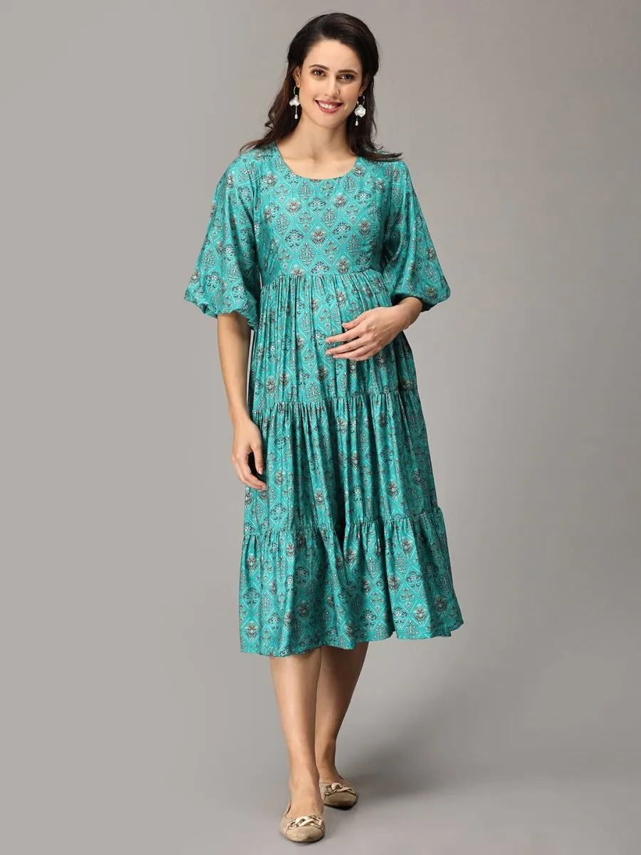 Sassy Sea Tiered Maternity and Nursing Dress