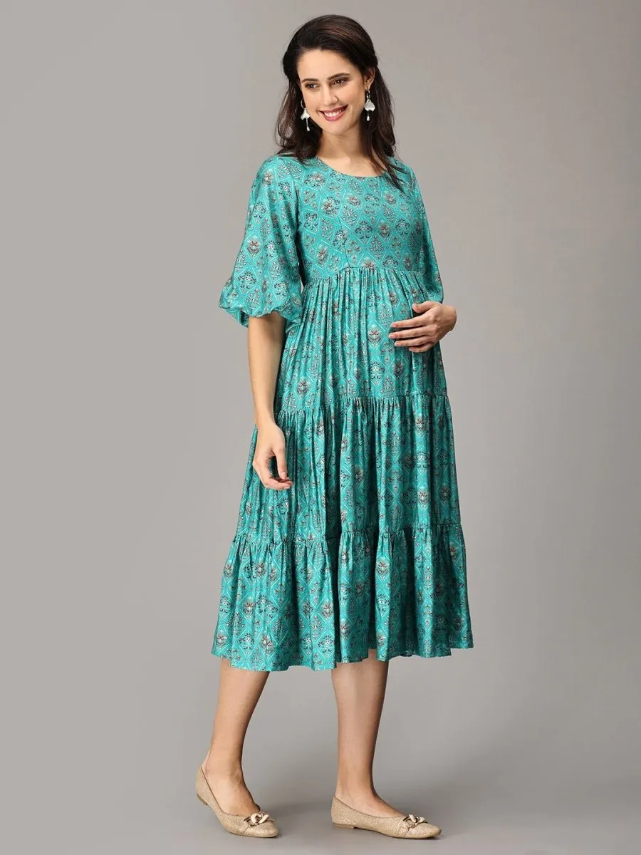 Sassy Sea Tiered Maternity and Nursing Dress