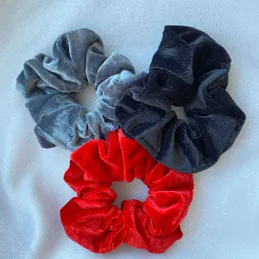 Scrunchies Velvet Red Gift Set of 3