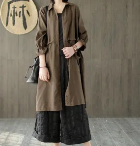 Silk Cotton Women Coat Long Sleeve Women Linen TrenchCoat S90921