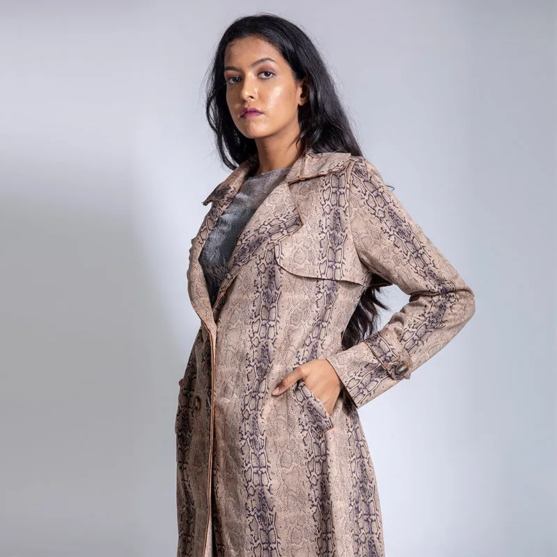 Snake Print Trench Coat