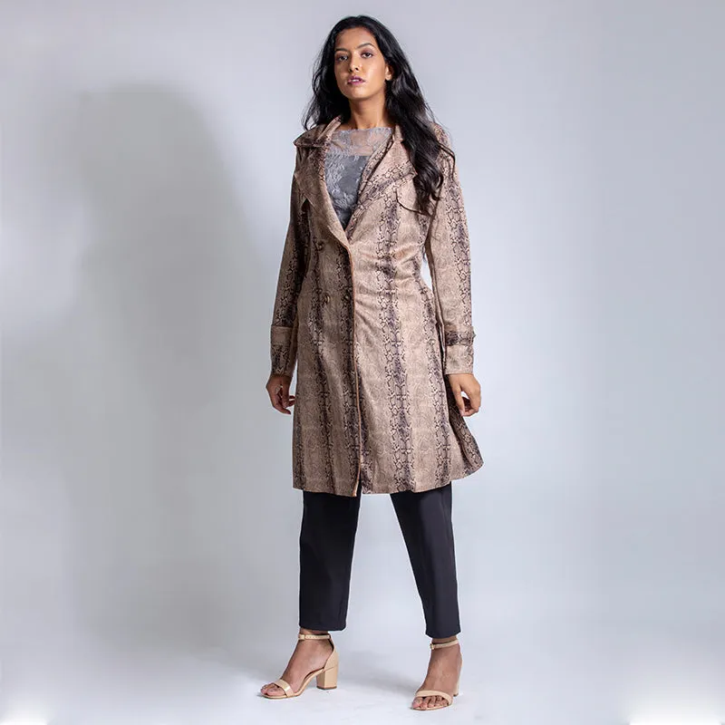 Snake Print Trench Coat