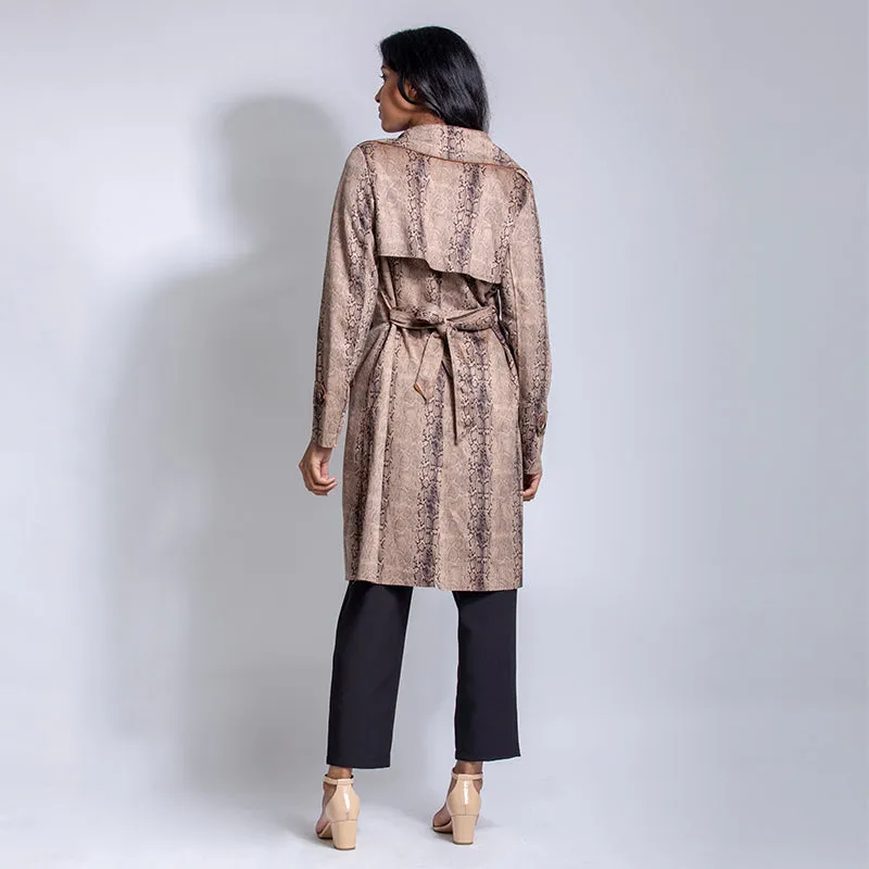 Snake Print Trench Coat