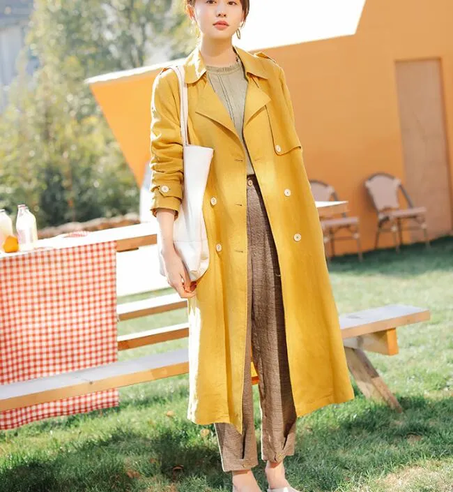 Spring Fall Cardigan Women Coat , Long Sleeve Jaket, Spring Women Linen Trench Coat 90921