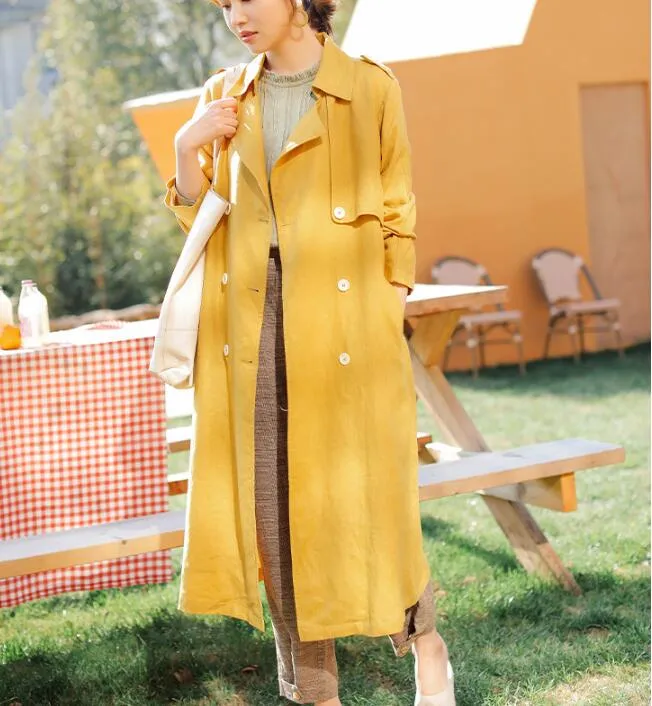 Spring Fall Cardigan Women Coat , Long Sleeve Jaket, Spring Women Linen Trench Coat 90921