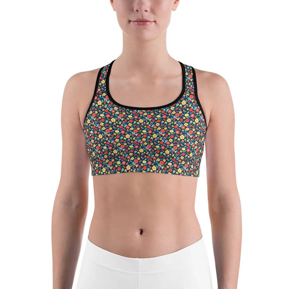 Spring Floral Teal  Sports bra for women, Workout Bra, Athletic Bras