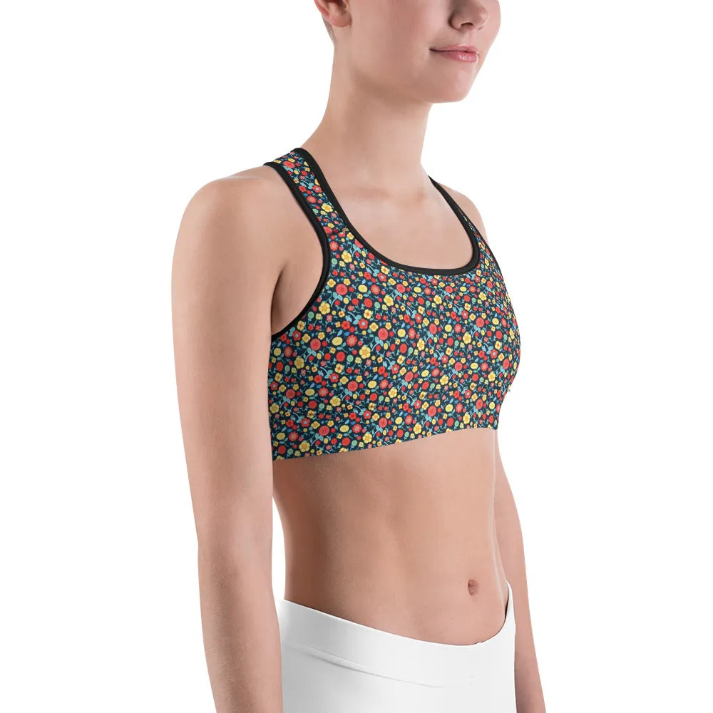 Spring Floral Teal  Sports bra for women, Workout Bra, Athletic Bras