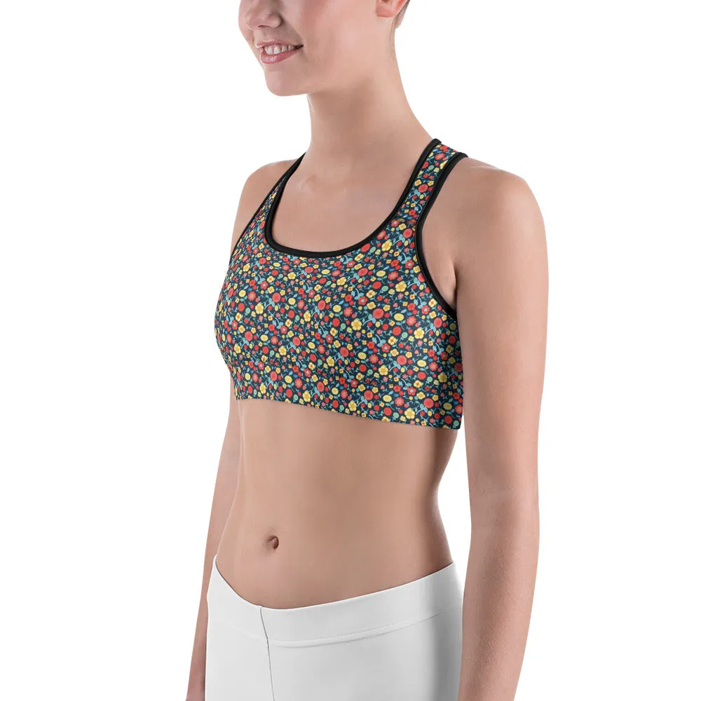 Spring Floral Teal  Sports bra for women, Workout Bra, Athletic Bras