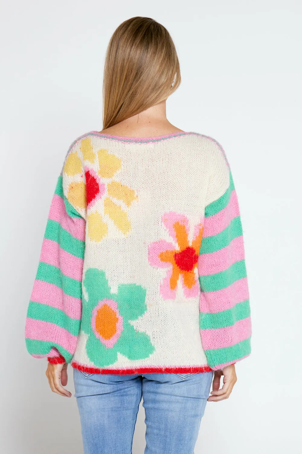 Stevie Knit Jumper - Ivory/Multi Floral