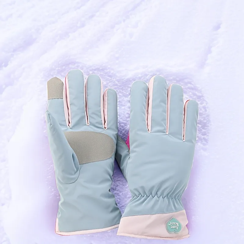 Thickened Winter Knitted Ski Gloves - Non-Slip Touchscreen, Windproof, Warm, and Water-Resistant for Cold Weather Sports and Outdoor Activities - Perfect for Skiing, Snowboarding, and Snowshoeing