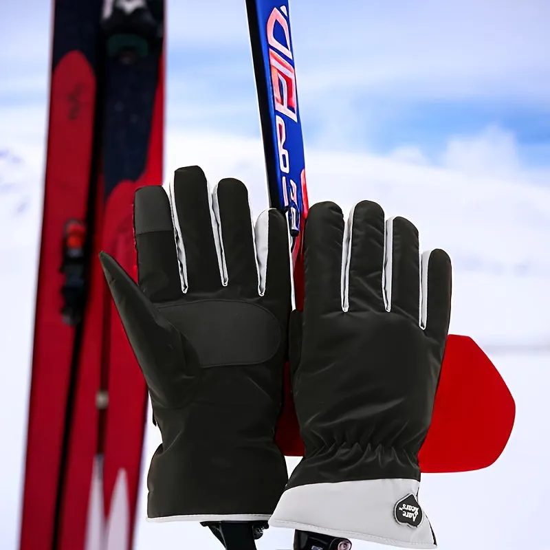 Thickened Winter Knitted Ski Gloves - Non-Slip Touchscreen, Windproof, Warm, and Water-Resistant for Cold Weather Sports and Outdoor Activities - Perfect for Skiing, Snowboarding, and Snowshoeing