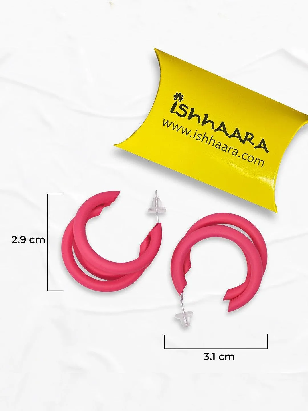 Triple Hoop Earrings Magenta Pink