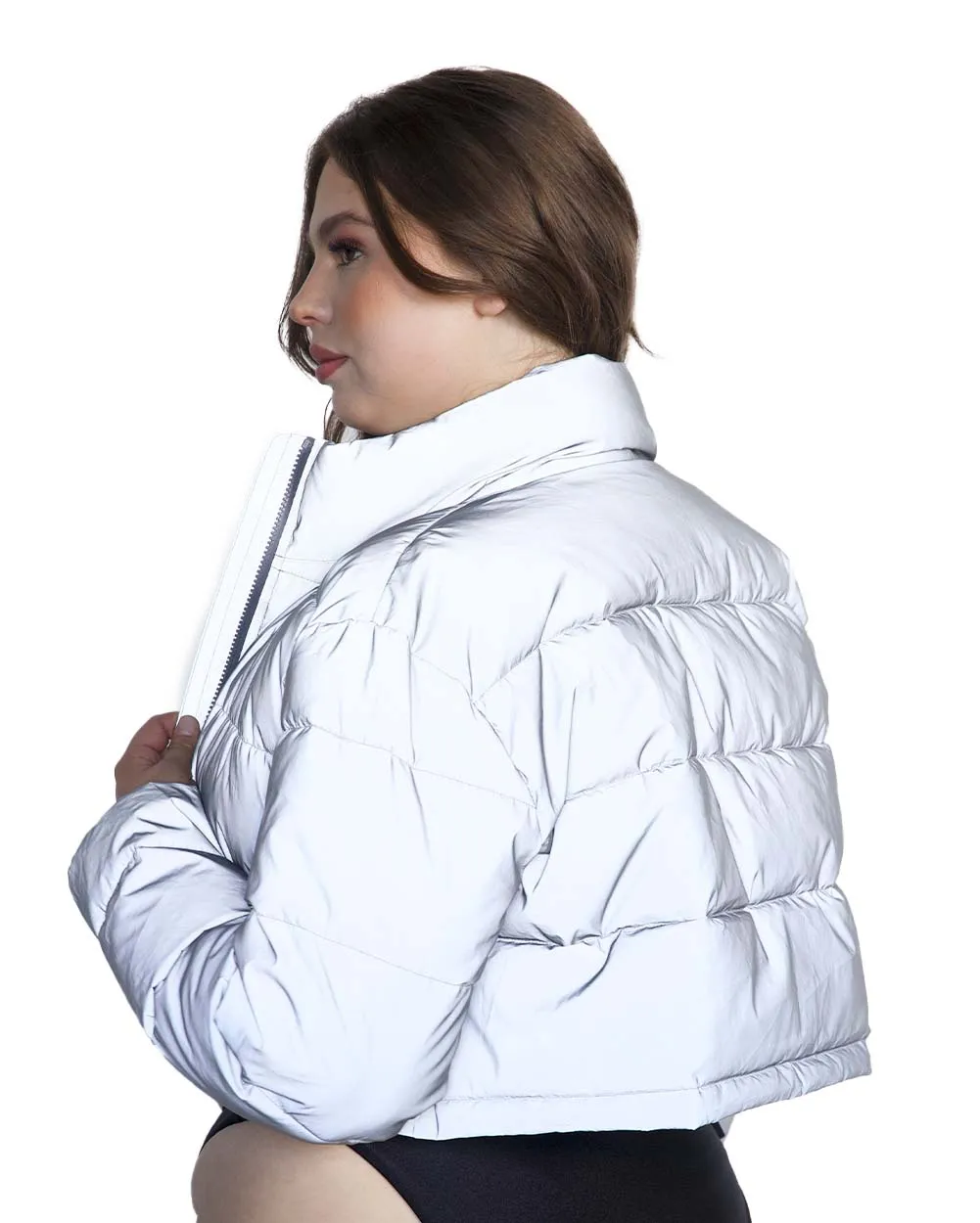 Unisex High On Bass Reflective Cropped Puffer Jacket