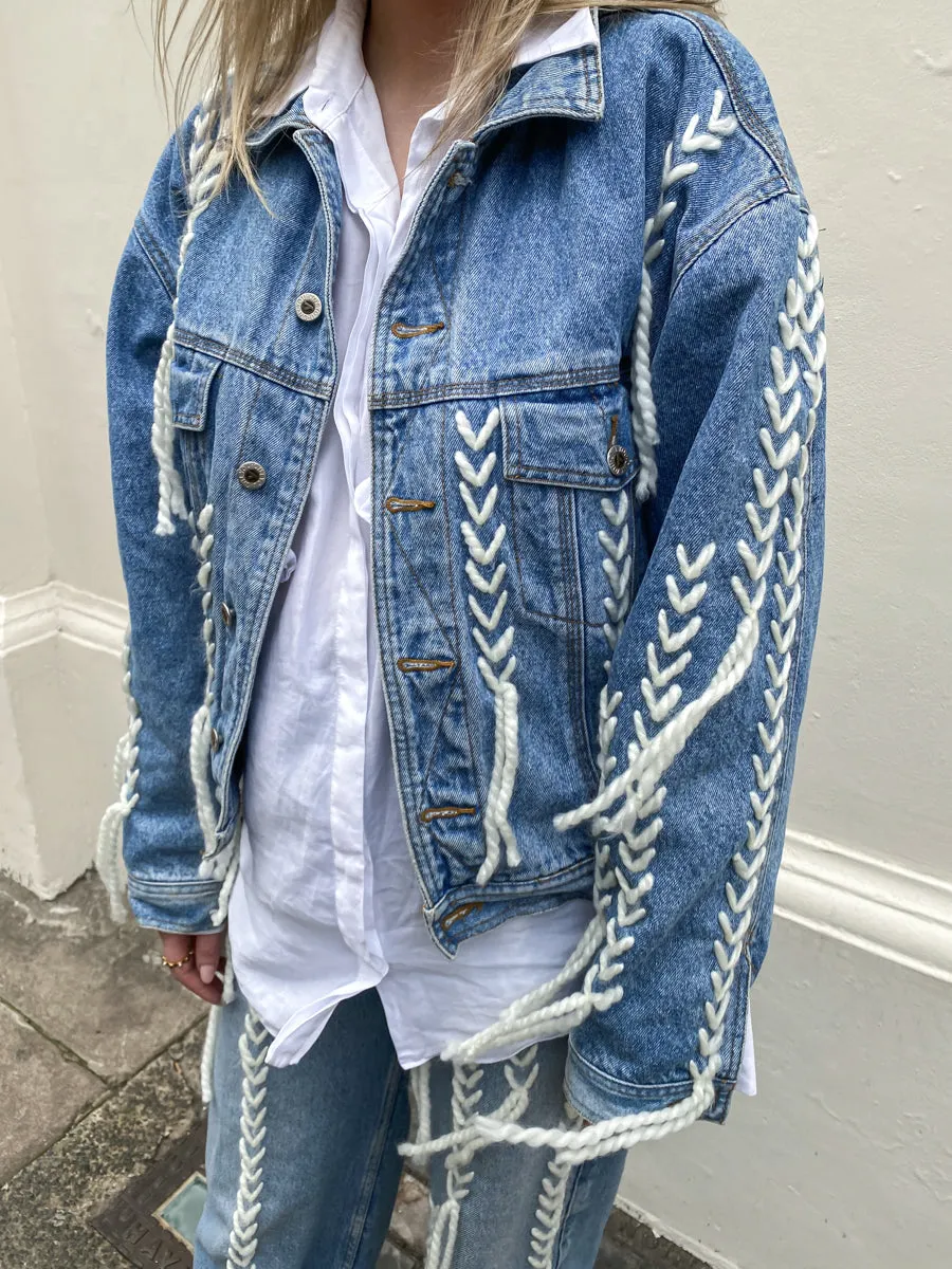 Upcycled Denim Thread Jacket, Blue Denim, by Fanfare