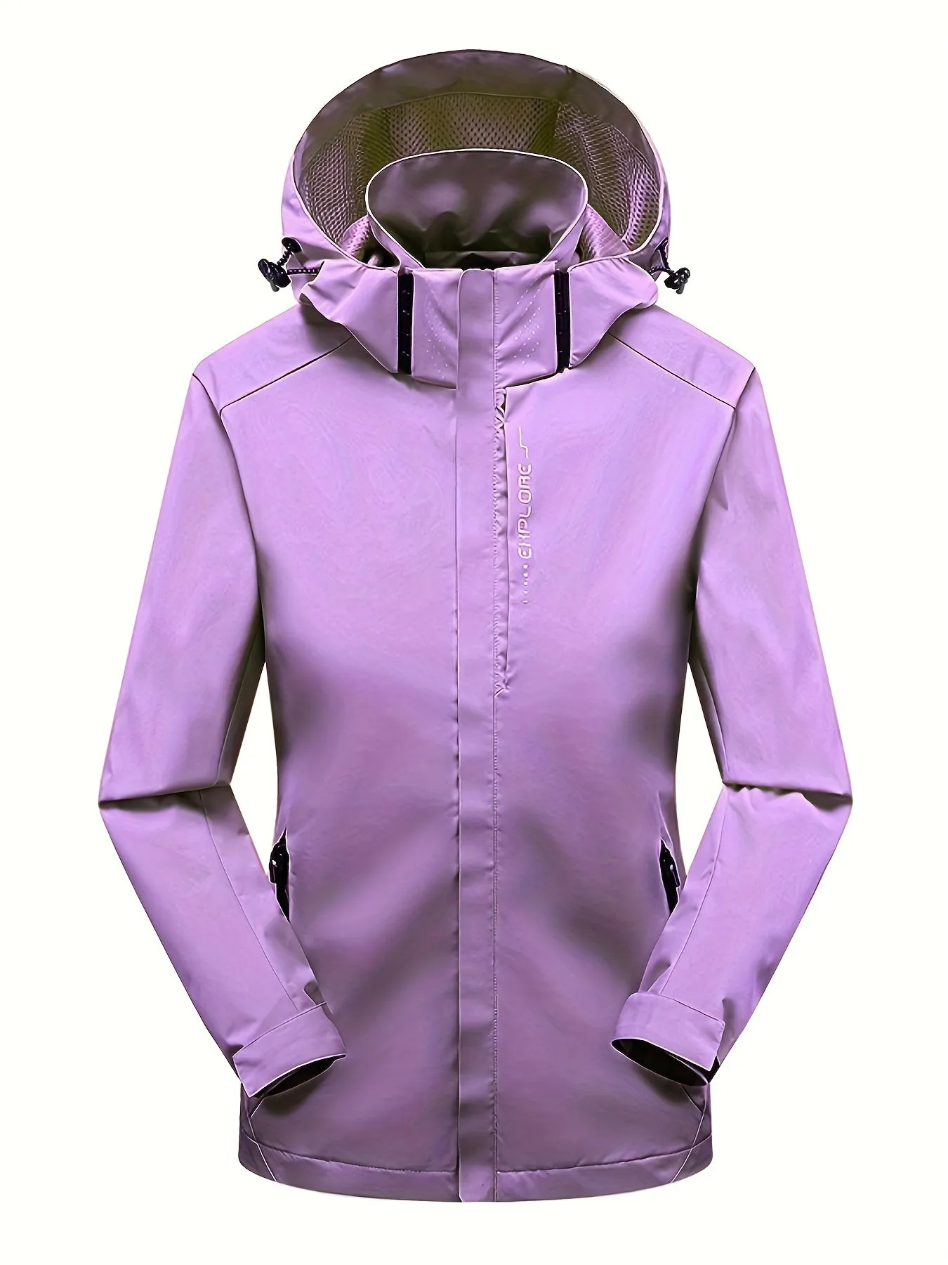 Waterproof Outdoor Jacket - Fully Rainproof and Windproof with Long Sleeves, Zipper Pockets, and Adjustable Hood - Perfect for Casual Womens Outdoor Activities