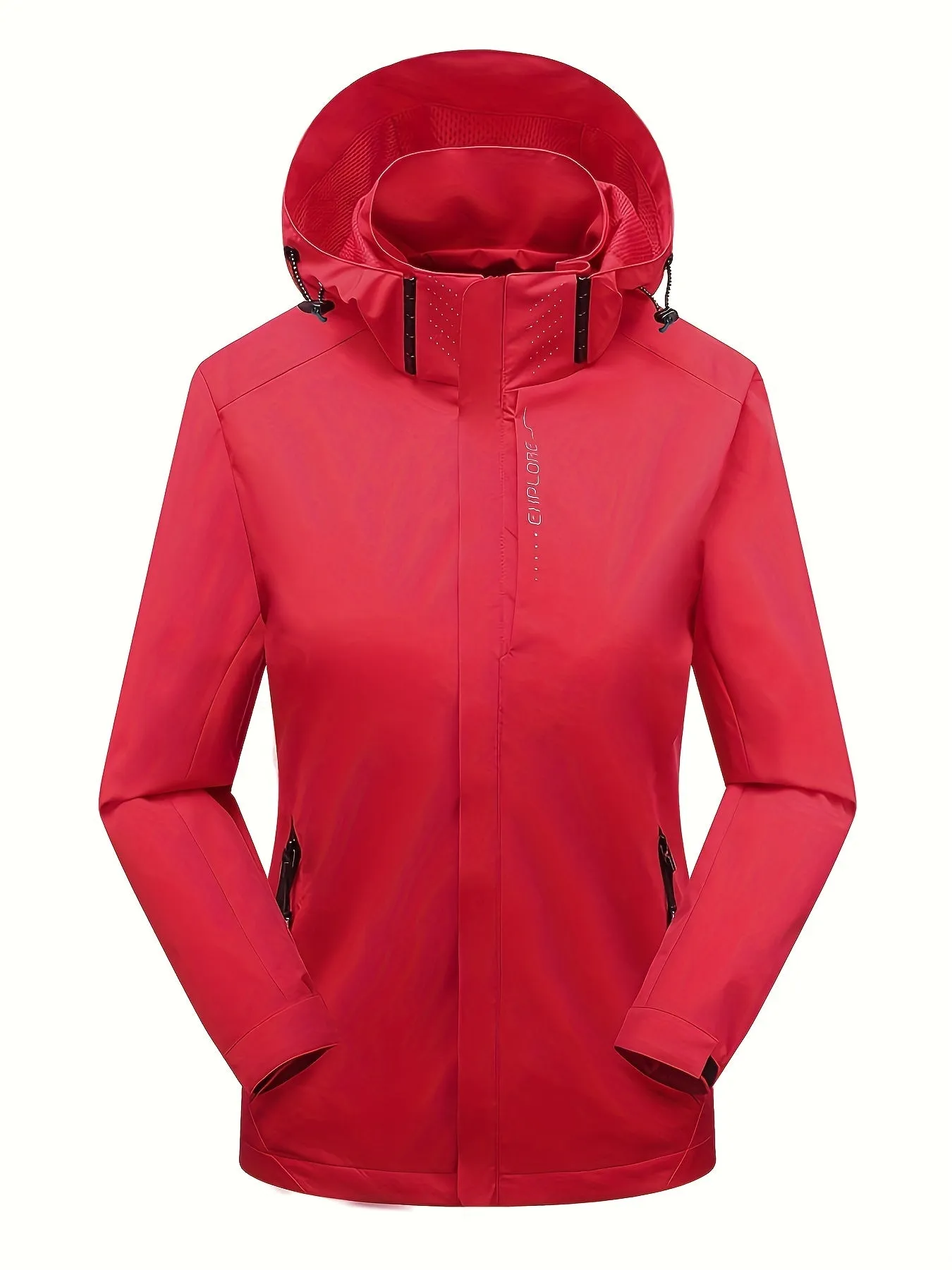 Waterproof Outdoor Jacket - Fully Rainproof and Windproof with Long Sleeves, Zipper Pockets, and Adjustable Hood - Perfect for Casual Womens Outdoor Activities