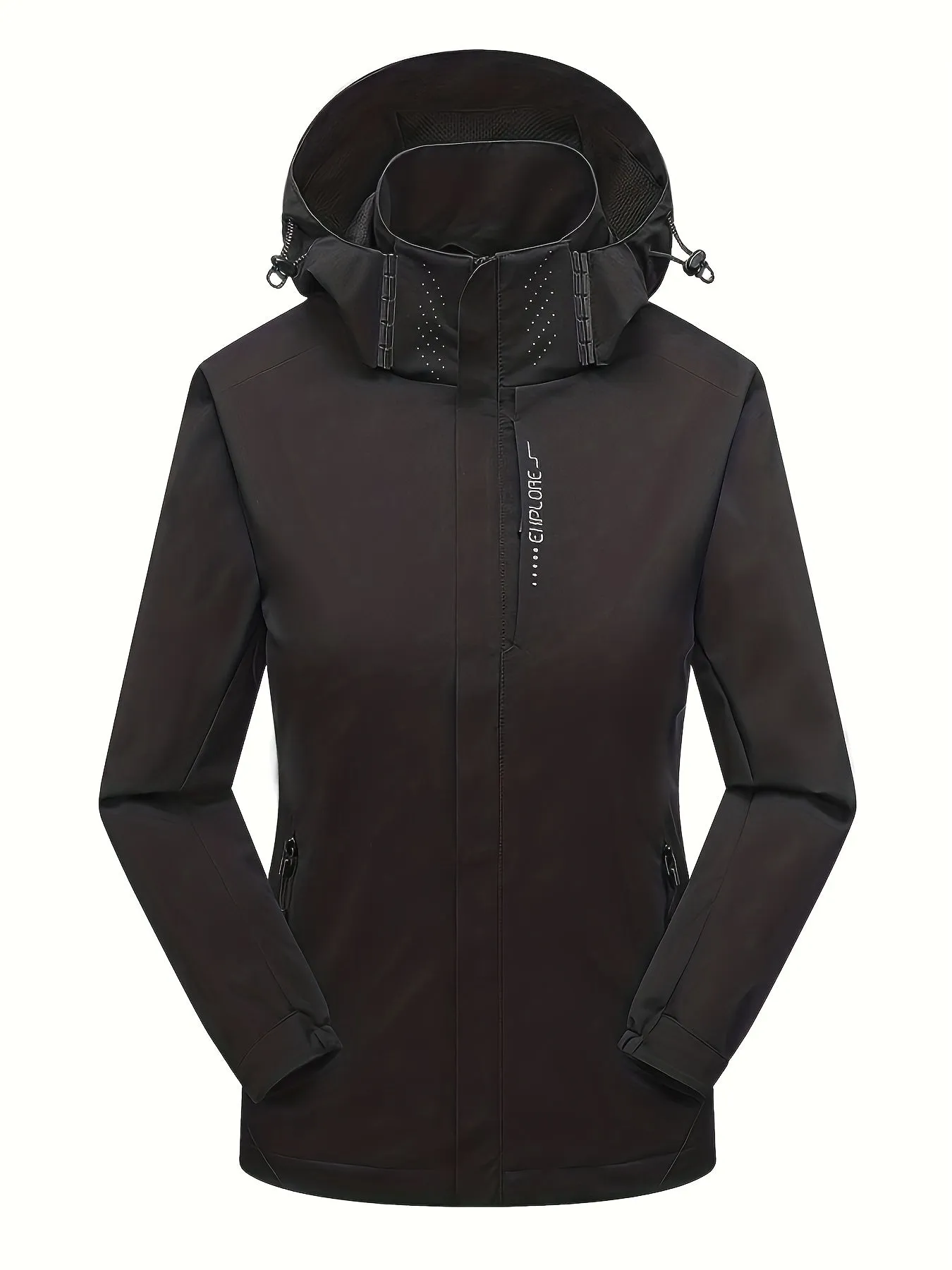 Waterproof Outdoor Jacket - Fully Rainproof and Windproof with Long Sleeves, Zipper Pockets, and Adjustable Hood - Perfect for Casual Womens Outdoor Activities