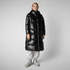 Women's animal free hooded Animal free Puffer jacket Clarice in Black