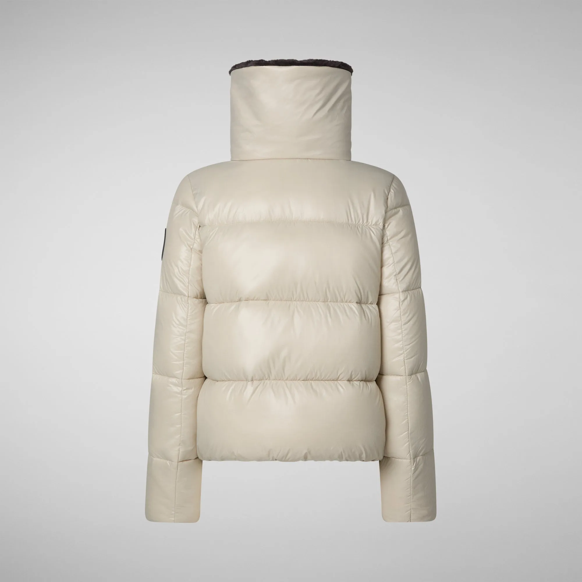 Women's Animal free Puffer Jacket Moma with Faux Fur Lining in Rainy Beige