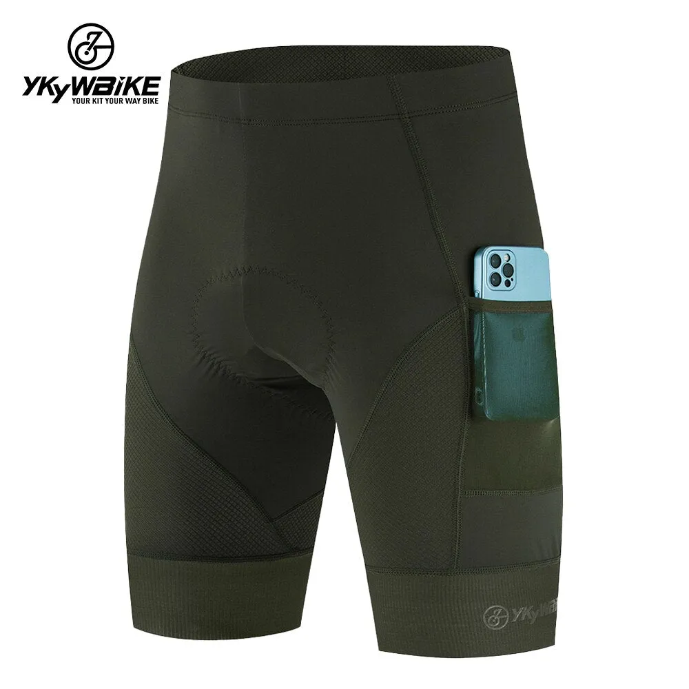 YKYW Men's Cycling Shorts Padded Comfortable Road Biking Pants 2 Pocket Tights Slim Fit 3 Colors