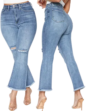 YMI Ankle Flare Raw Hem Jeans